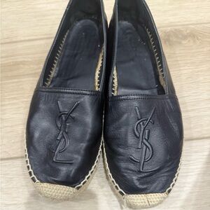 Yves Saint Laurent Black Leather Espadrilles